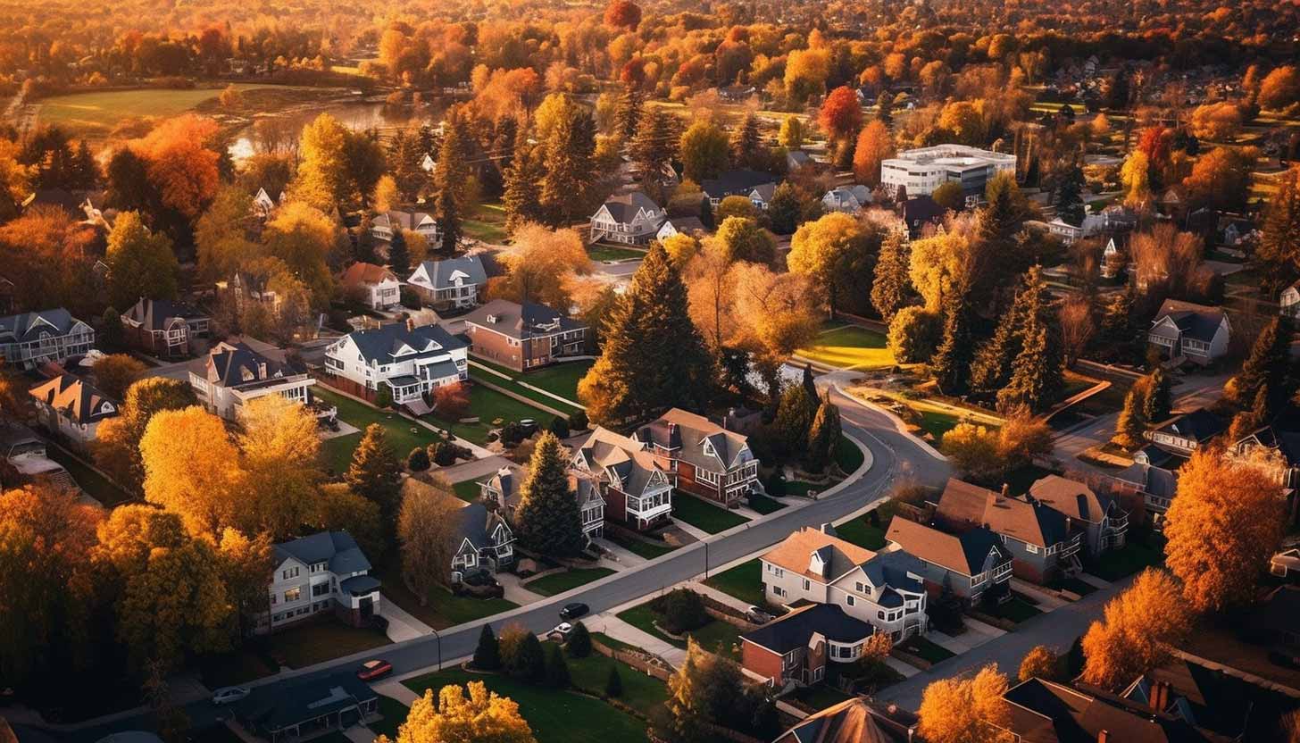 Aerial shot capturing the picturesque neighborhoods and green spaces of Birmingham, MI.| Reserve Management